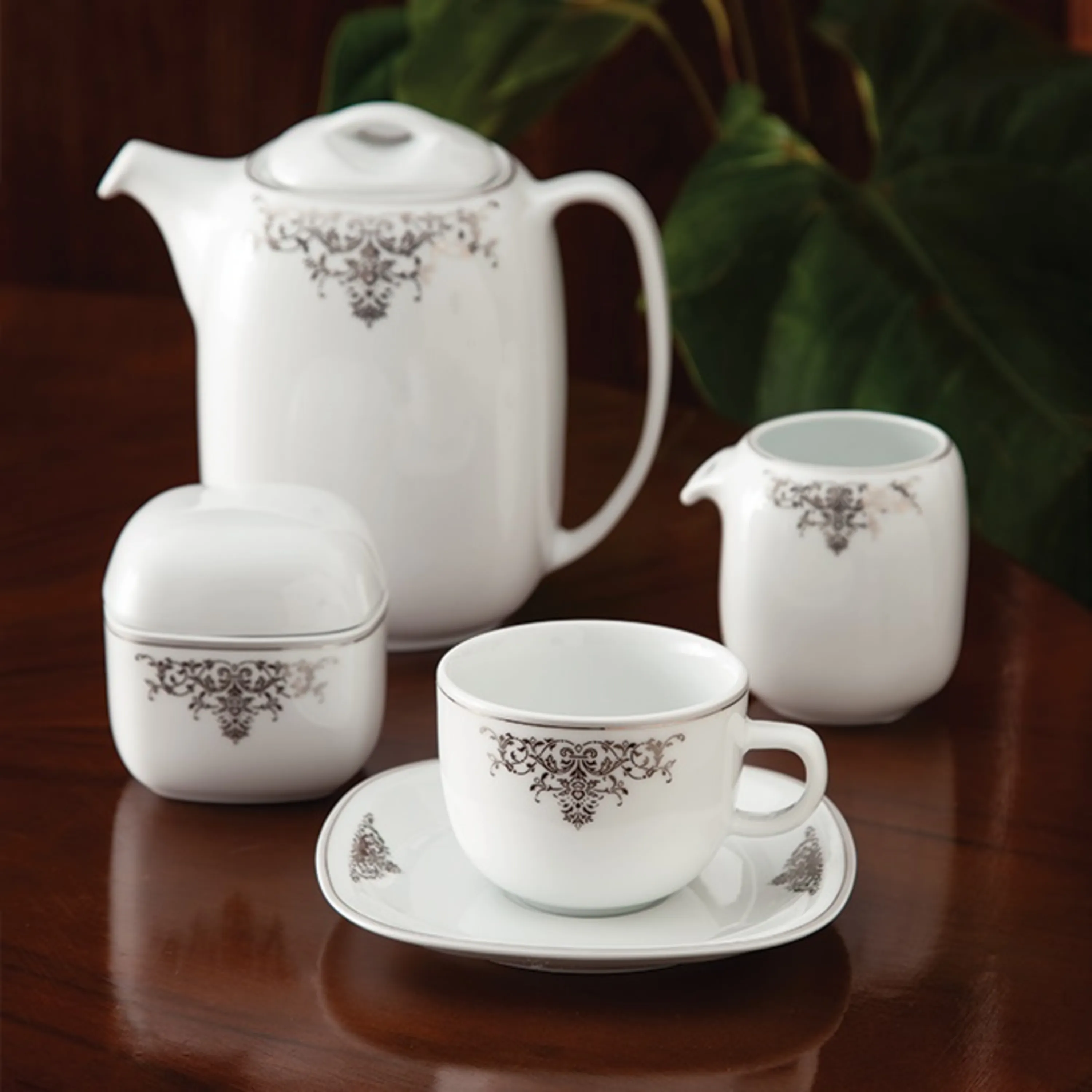 سرویس چینی زرین 6 نفره 12 پارچه چای خوری مونت کارلو پلاتینی سرویس چینی زرین